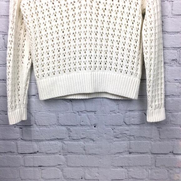 Loft Petites Cottagecore Open Knit Split Neck Cream Pullover Sweater Size XXS - Picture 4 of 13